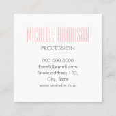 パステルモダンミニマルはっきりしたピンク スクエア名刺 (裏面)