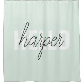 パステルモダンミントハローアンドユー名 シャワーカーテン (正面)