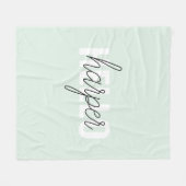 パステルモダンミントハローアンドユー名 フリースブランケット (正面(横))