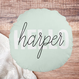 パステルモダンミントハローアンドユー名 ラウンドクッション