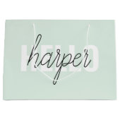 パステルモダンミントハローアンドユー名 ラージペーパーバッグ (正面)