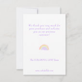 パステルモダンメウブウォーターカラーレインボービジネス サンキューカード (裏面)