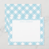 パステルモダンライトブルーギンガムプレイドチェック ノートカード (正面/裏面)