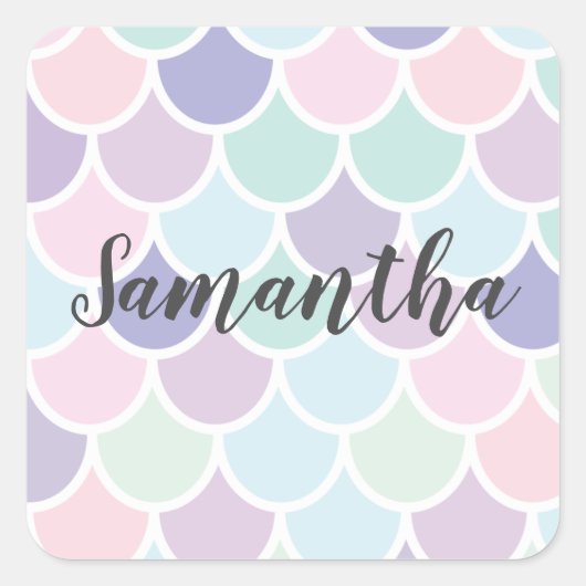 パステルモダンラブマーメイドパターン名 スクエアシール (正面)