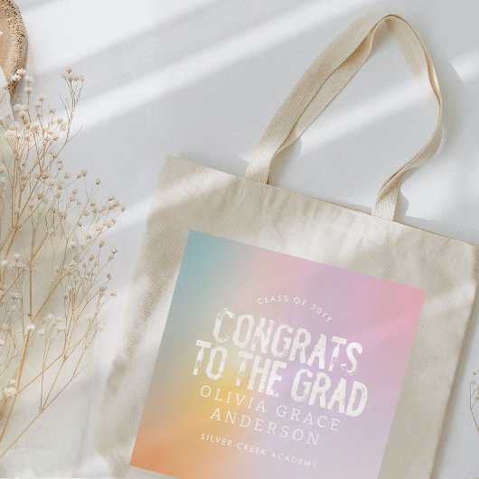 パステルモダンレインピンクガーリー写真卒業 トートバッグ