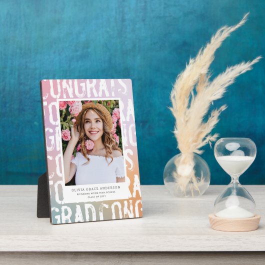 パステルモダンレインピンクガーリー写真卒業 フォトプラーク (側面)