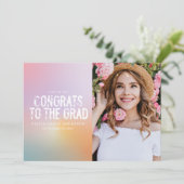 パステルモダンレインボーガーリーピンク写真漸進法 招待状 (スタンド正面)