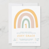 パステルモダンレインボーガールズファースト誕生日 招待状 (正面)