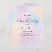 パステルモダンレインボーシンプルスクリプト卒業 招待状 (正面/裏面)