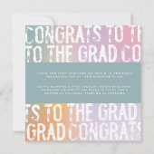 パステルモダンレインボーピンクティール（緑がかった色）写真卒業 招待状 (裏面)