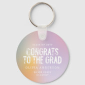 パステルモダンレインボーピンク写真卒業パーティー キーホルダー (正面)
