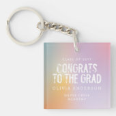 パステルモダンレインボーピンク写真卒業パーティー キーホルダー (正面)