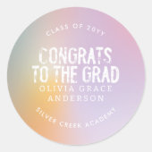 パステルモダンレインボーピンク写真卒業パーティー ラウンドシール (正面)