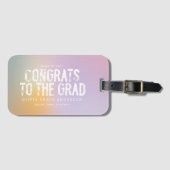 パステルモダンレインボーピンク写真卒業パーティー ラゲッジタグ (正面横)