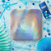 パステルモダンレインボーマーメイドユニコーンホログラフィック ペーパープレート (パーティー)