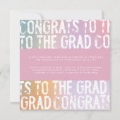 パステルモダンレインレインピンク写真卒業 招待状 (裏面)