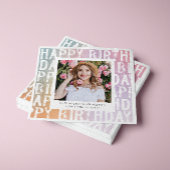 パステルモダンレインレインピンク写真誕生日パーティー スタンダードカクテルナプキン