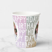 パステルモダンレインレインピンク写真誕生日パーティー 紙コップ (右)