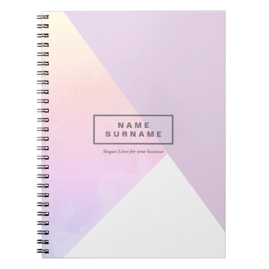 パステルモダンヴァイオレット幾何螺旋状写真 ノートブック (正面)
