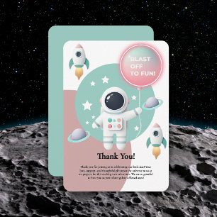 パステルモダン宇宙エクスプローラー赤ちゃんシャワー サンキューカード