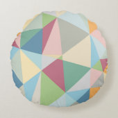 パステルモダン幾何カラフルパターン ラウンドクッション (正面)