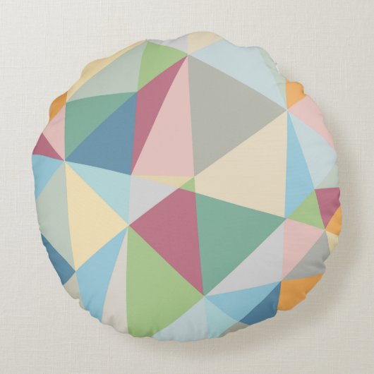 パステルモダン幾何カラフルパターン ラウンドクッション (裏面)