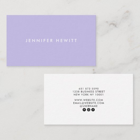 パステルモダン薄紫シンプルプロフェッショナルミニマル 名刺 (正面/裏面)