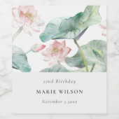 パステルモダン赤面《植物》スイレンニーエイジ誕生日 ワインラベル (シングルラベル)