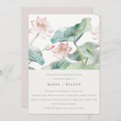 パステルモダン赤面《植物》スイレンリハーサルディナー  招待状 (正面/裏面)