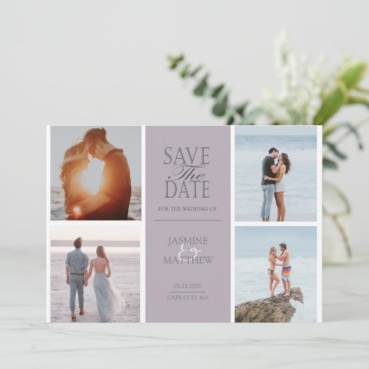 パステルモダン4枚の写真Date Cardを保存 セーブザデート (スタンド正面)