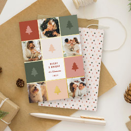パステルモダン&金ゴールドクリスマスツリーフォトコラージュ 箔シーズンカード