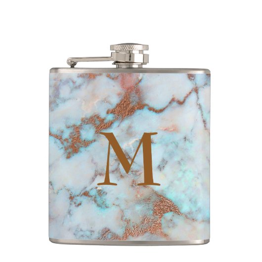 パステルモノグラムのトーンマーブルストーン フラスク (正面)