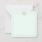 パステルモノグラムのピンクフラワーリース日記 ノートカード (正面)