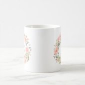 パステルモノグラムのピンクフラワーリース コーヒーマグカップ (中央)