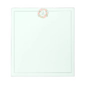 パステルモノグラムのピンクフラワーリース ノートパッド (正面)