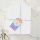 パステルモノグラムのレインボーカラフルストライプズ ギフトタグ (より糸付き)