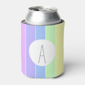 パステルモノグラムのレインボーカラフルストライプズ 缶クーラー (缶正面)