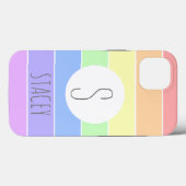 パステルモノグラムのレインボーカラフルストライプズ Case-Mate iPhoneケース (裏面 (横))