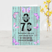 パステルモノグラムバタフライ70th誕生日グリーティング カード (黄色い花)