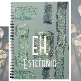 パステルモノグラム抽象芸術セージ緑オリーブモダン ノートブック