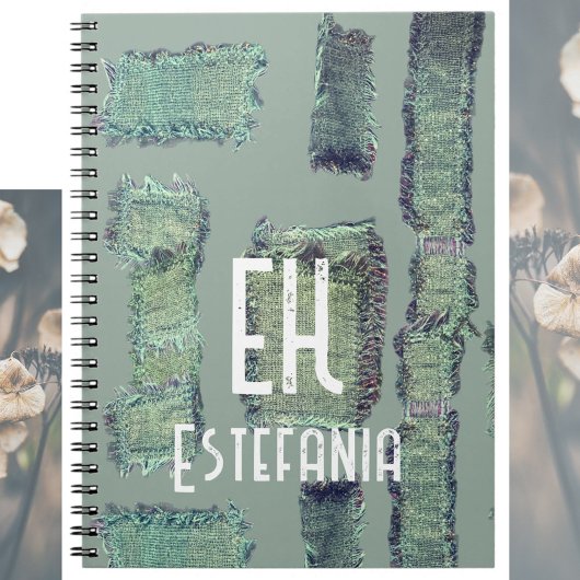 パステルモノグラム抽象芸術セージ緑オリーブモダン ノートブック