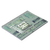 パステルモノグラム抽象芸術セージ緑オリーブモダン ノートブック (左側)