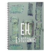 パステルモノグラム抽象芸術セージ緑オリーブモダン ノートブック (正面)