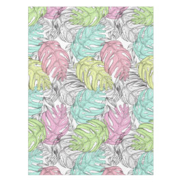 パステルモンステラのヤシの葉の熱帯水色 テーブルクロス