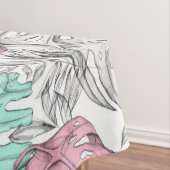 パステルモンステラのヤシの葉の熱帯水色 テーブルクロス (インサイチュ)