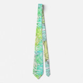 パステルモンステラのヤシの葉の熱帯水色 ネクタイ (正面)