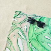 パステルモンステラのヤシの葉の熱帯水色 ビーチタオル (インサイチュ)