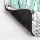 パステルモンステラのヤシの葉の熱帯水色 マウスパッド (コーナー)