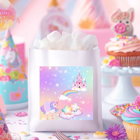 パステルユニコーンのプリンセスお菓子袋 フェイバーバッグ