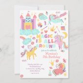 パステルユニコーンの魔法が誕生日に満ちている 招待状 (正面)